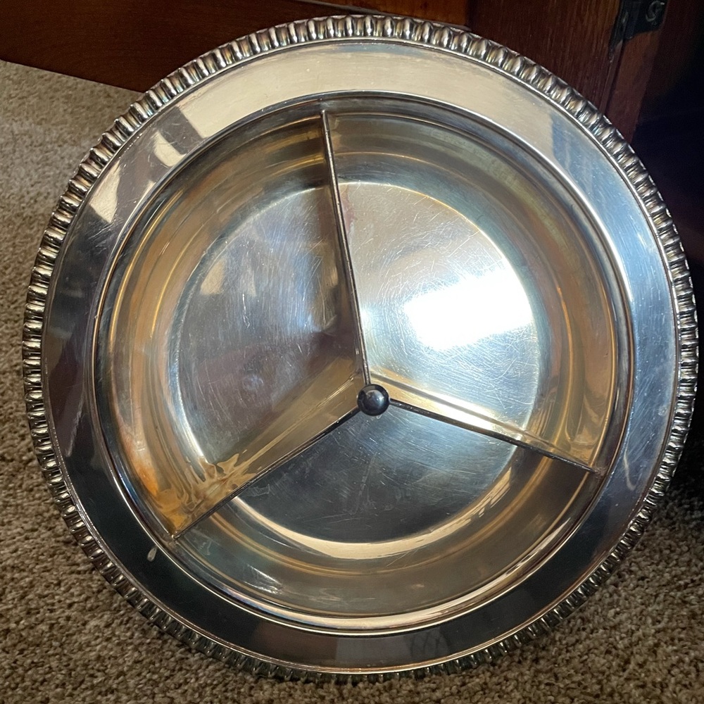 Antique silver separated serving tray